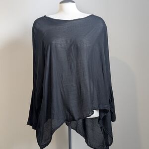 Amaya Black Italian Silk Cotton Asymmetrical Top Bohemian Whimsy